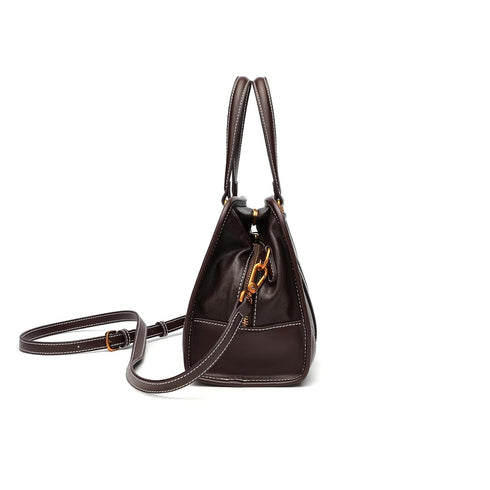 GELANNI – Duffle Bag for Women & Girls, Premium PU Handbag with Bottom Rivet, Comes with Adjustable & Detachable Strap, an Ideal Gift for Female – Dark Brown